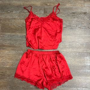 Forever 21 red satin silk pjs